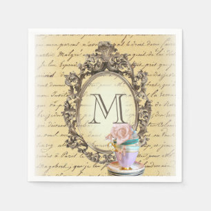 modern cute romantic girly vintage party monogram napkin