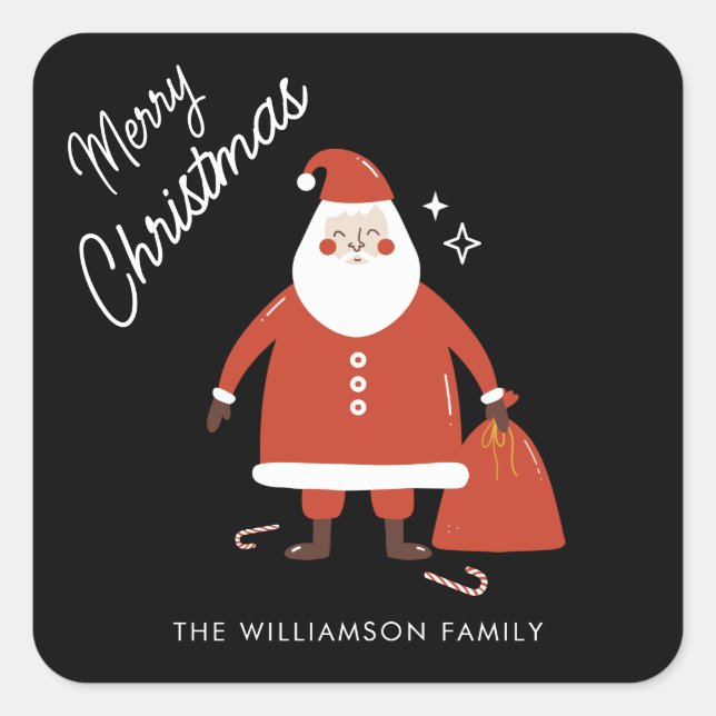 Modern Cute Santa Claus Square Square Sticker (Front)