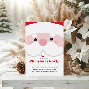 Modern Cute Santa Face Christmas Party Invitation