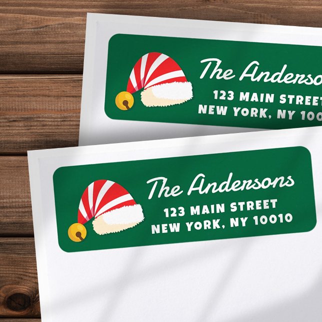 Modern Cute Santa Hats Custom Return Address (Creator Uploaded)