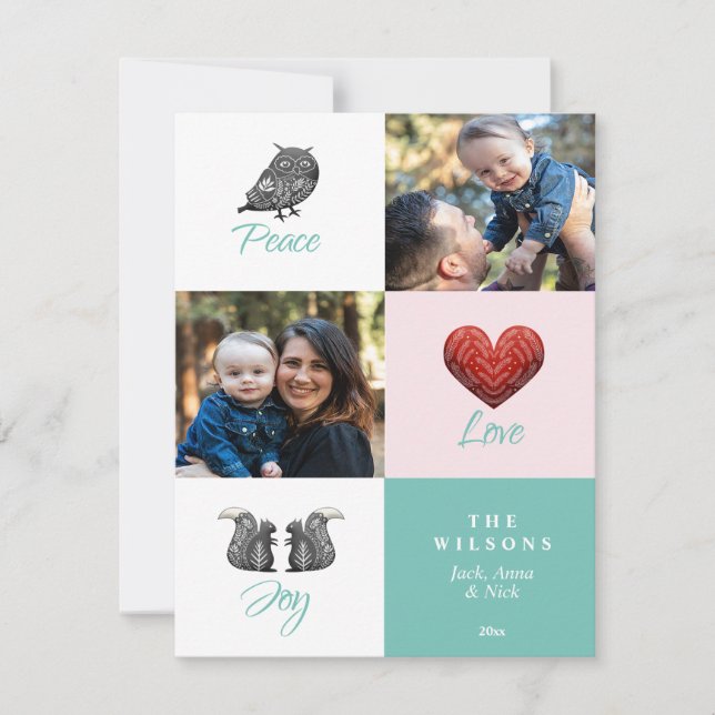 Modern Cute Scandinavian Photo Christmas Holiday Card (Front)