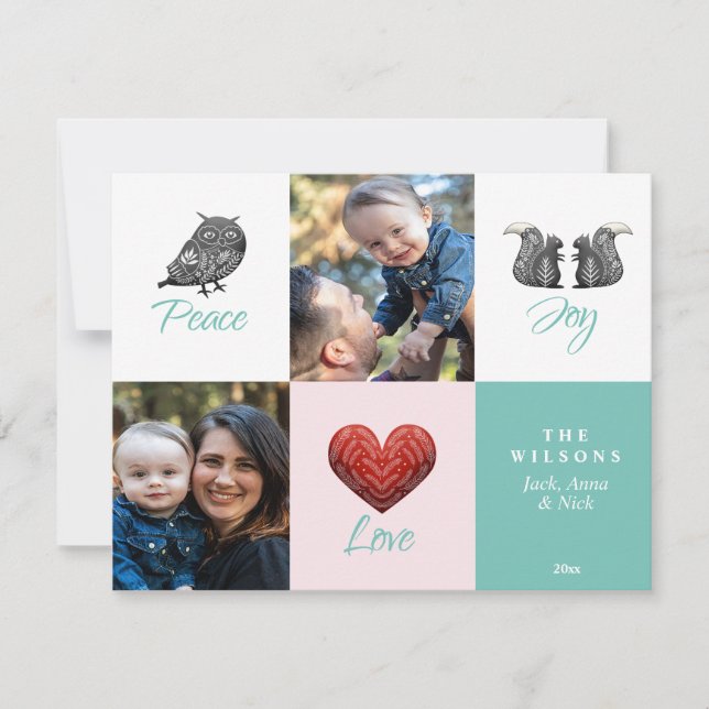 Modern Cute Scandinavian Photo Christmas Holiday Card (Front)