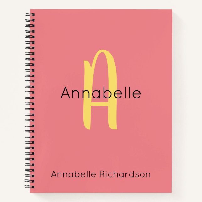 Modern Cute Script Trendy Pink Chic Calligraphy Notebook (Front)