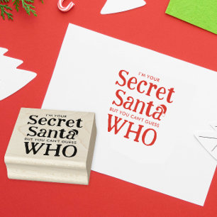 Modern Cute Secret Santa Hat Christmas Letter  Rubber Stamp