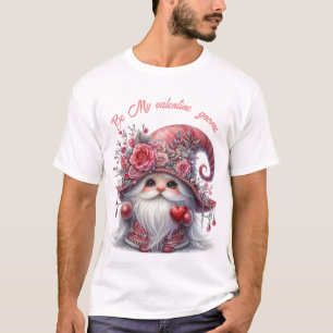 Modern cute silver red pearls valentine gnome T-Shirt