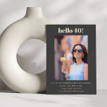 Modern Cute Simple Black 40th Birthday Party Photo Invitation<br><div class="desc">Modern Cute Simple Black Background 40th Birthday Party Photo Invitation</div>