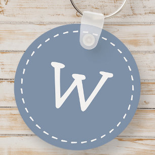 Modern Cute Simple Stitch Custom Monogram Key Ring