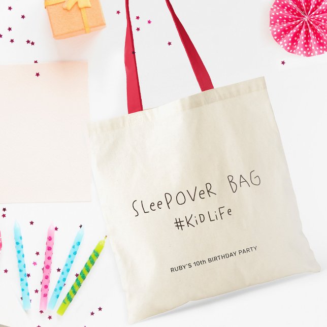 Modern Cute Sleepover Birthday Party #Kidlife Tote Bag (Creator Uploaded)