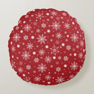 Modern Cute snowflakes pattern  Round Cushion