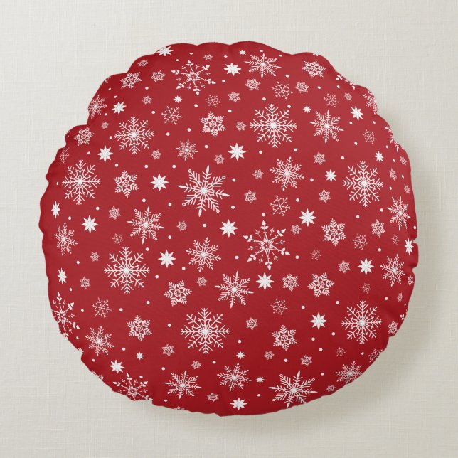 Modern Cute snowflakes pattern  Round Cushion (Front)
