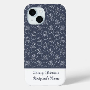 Modern Cute Snowman Custom Merry Christmas Gift iPhone 15 Case