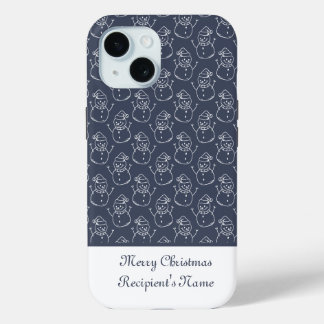 Modern Cute Snowman Custom Merry Christmas Gift iPhone 15 Case