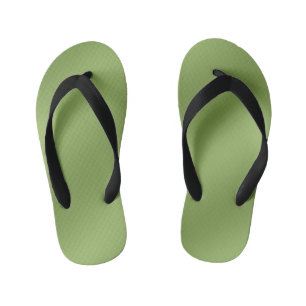 Modern cute Solid Green gradient Wave pattern Kid's Flip Flops