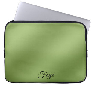 Modern cute Solid Green gradient Wave pattern Laptop Sleeve