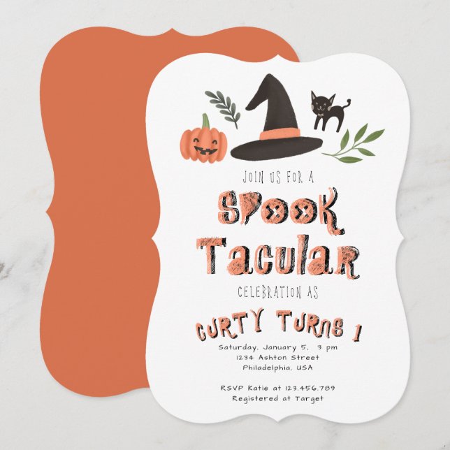 Modern Cute Spooktacular Halloween Birthday (Front/Back)