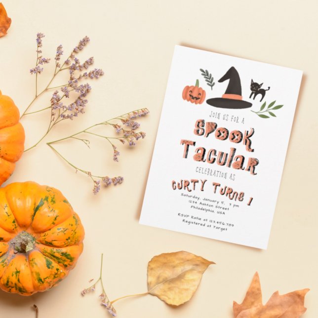 Modern Cute Spooktacular Halloween Birthday Invitation (Creator Uploaded)