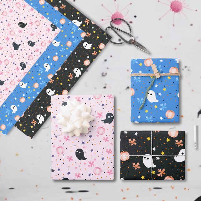 Modern Cute Spooky Ghost Halloween Wrapping Paper Sheet (Creator Uploaded)
