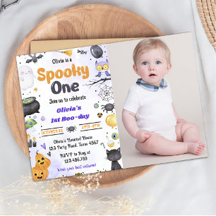 Modern Cute Spooky One Halloween 1st Birthday  Invitation