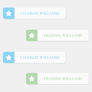 Modern Cute Stars Kids Colour Coded Name Labels