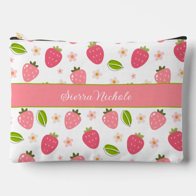 Modern Cute Strawberry Travel Accessory Pouch (Front)