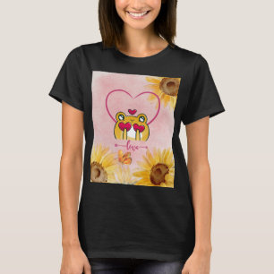 Modern Cute Sunflower Romance, Frogs in Love T-Shirt