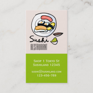 Modern cute Sushi restaurant or catering business Business Card