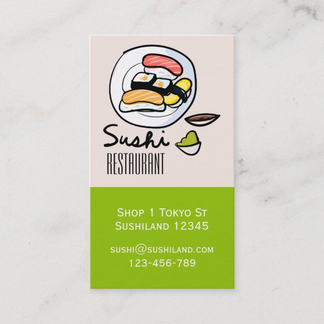 Modern cute Sushi restaurant or catering business Business Card (Front)