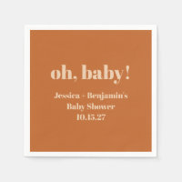 Modern Cute Terracotta Baby Shower Custom Name