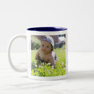 modern cute trendy photo create your own  Dad pre Two-Tone Coffee Mug