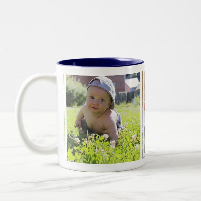 modern cute trendy photo create your own  Dad pre Two-Tone Coffee Mug (Left)