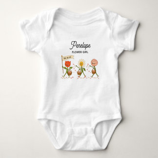 Modern Cute Trendy Wedding Custom Flower Girl Baby Bodysuit