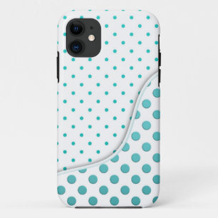 Modern Cute Turquoise and White Polka Dot Design iPhone 11 Case