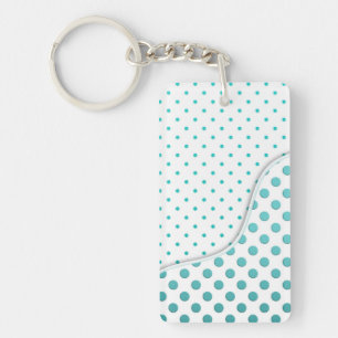 Modern Cute Turquoise and White Polka Dot Design Key Ring