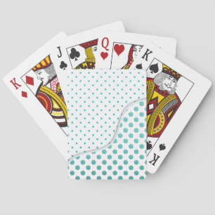 Modern Cute Turquoise and White Polka Dot Design Playing Cards
