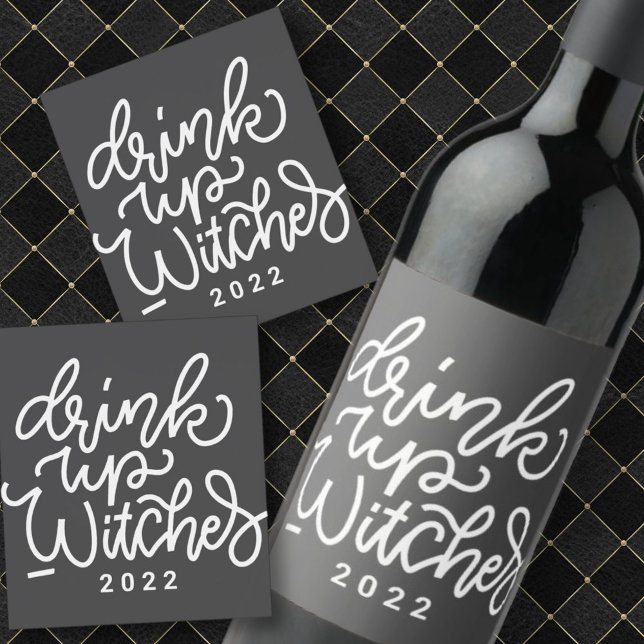 Modern Cute Typography Funny Halloween Quote Wine Label (Creator Uploaded)