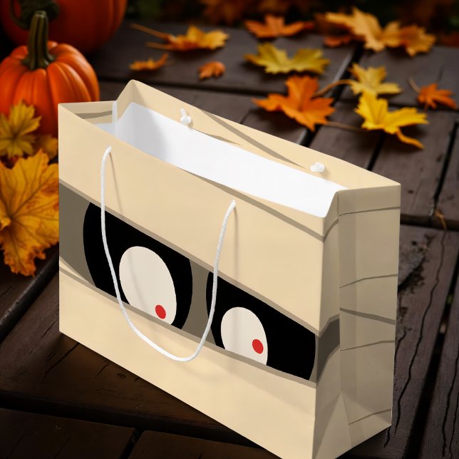 Modern Cute Typography Mummy Monster Halloween Large Gift Bag (Creator Uploaded)