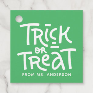 Modern Cute Typography Trick Or Treat Halloween Favour Tags