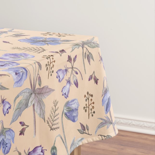 Modern Cute Violet Flowers Garden Baby Shower Tablecloth (In Situ)