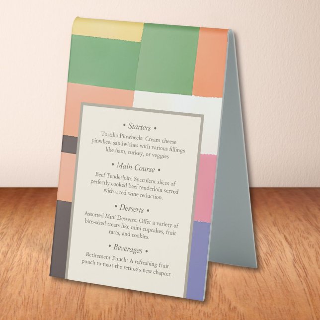 Modern Cute Vivid Colour Blocks Retirement Party (Modern Cute Vivid Color Blocks Retirement Party Table Tent Sign)