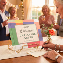 Modern Cute Vivid Colour Blocks Retirement Party