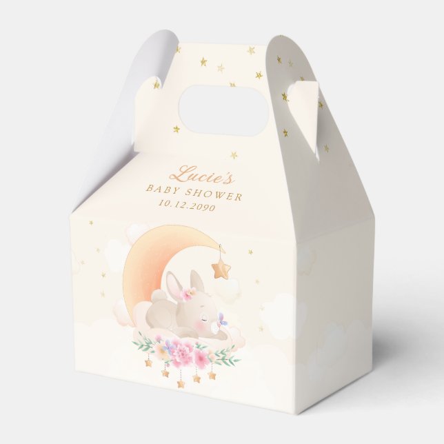 Modern Cute Watercolor Bunny Baby Shower Birthday  Favour Box (Front Side)