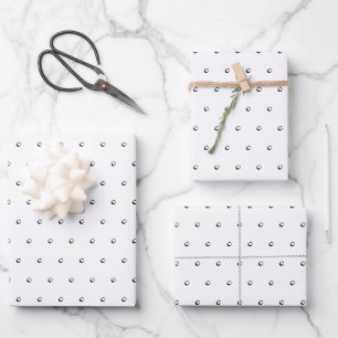 Modern cute white black tiny polka dots pattern wrapping paper sheet