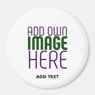 MODERN CUTE WHITE IMAGE TEXT TEMPLATE LARGE CIRCLE MAGNET