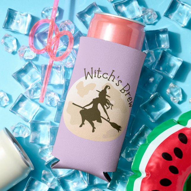 Modern Cute Witch's Brew Typography Halloween Seltzer Can Cooler (In Situ Summer)