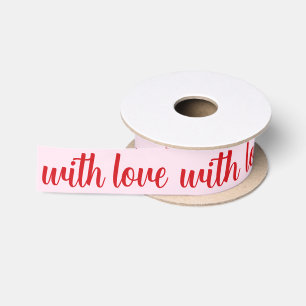 Modern Cute With Love Script Red & Pink Holiday Satin Ribbon