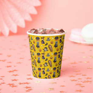 Modern Cute Yellow Halloween Cartoon Pattern Kids Paper Cups