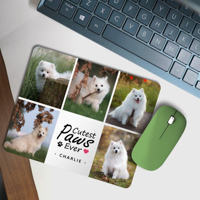 Modern Cutest Paws Ever Cute Pet Dog Photo Collage Mouse Mat (Creator Uploaded)