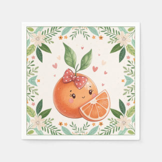 Modern Cutie Citrus Orange Baby Shower Napkin
