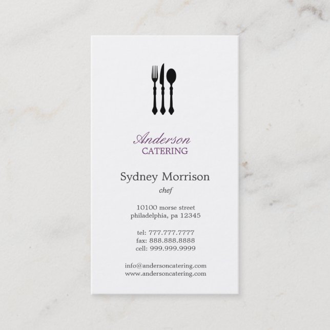 Modern Cutlery Chef/Catering/Restaurant Business Card (Front)