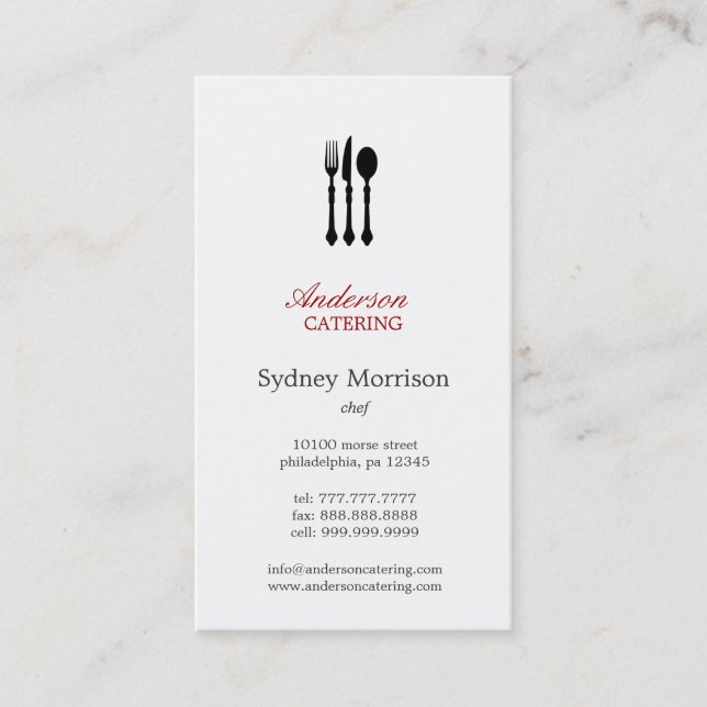 Modern Cutlery Chef/Catering/Restaurant Business Card (Front)